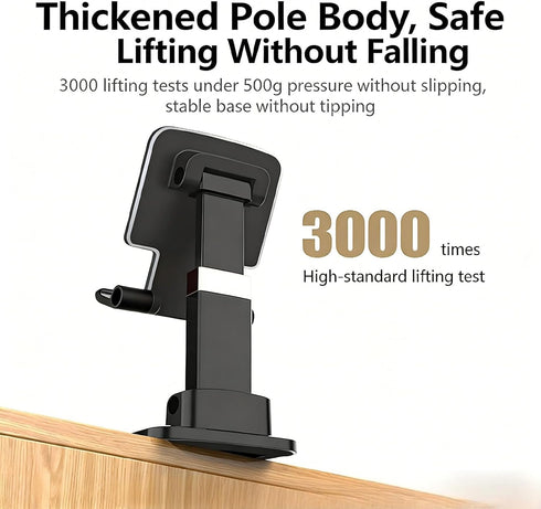 PTDFG Devices(1 Pack Adjustable Phone Stand for Desk - Foldable Cell Phone Holder for All Phones and Android Black)
