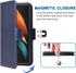 Samsung Galaxy Z Fold 2 5G 2020 Wallet Case, Blue, Leather Flip Card Holder, Wrist Strap Lanyard, Cell Accessories for