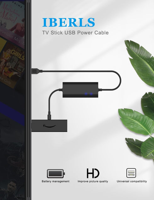 IBERLS Fire Stick USB Power Cable Adapter for Fire TV 4K/Ultra HD/Lite, Power Streaming via TV USB Port