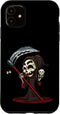 iPhone 11 Cute Grim Reaper Holding a Scythe and Skull Gift Case