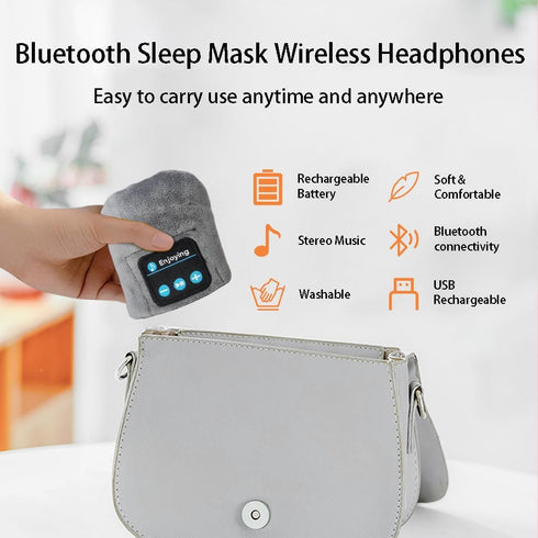 Soft Sleep Eye Mask Bluetooth Headphones, Adjustable Sleep Headband for Sleeping Meditation Insomnia, Wireless Music