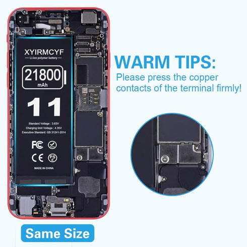 XYIRMCYF 21800mAh 11, 0 11, Super Capacity Battery Compatible with iPhone Cycle Li-Polymer Replacement Battery