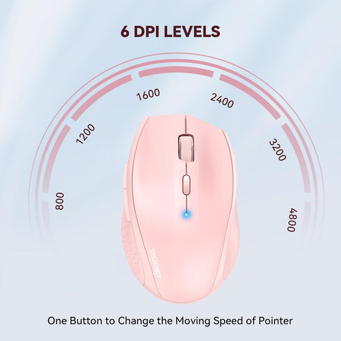 TECKNET Bluetooth Mouse, 4800 DPI Wireless Mouse, 2-Year Battery Computer Mouse 6 Adjustable DPI, 6 Buttons Compatible with Laptop/Windows/Computer