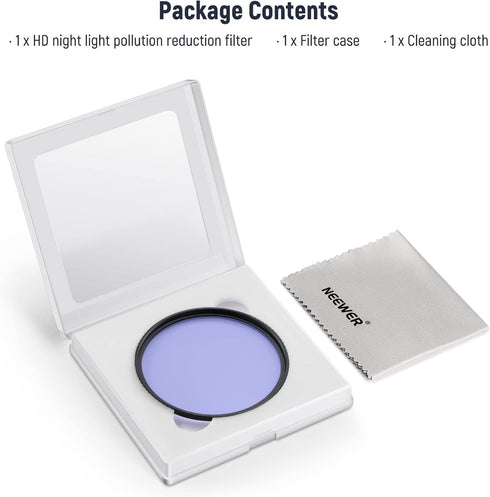 Neewer 58mm Natural Night Filter with HD Neodymium Glass, Light Pollution Reduction for Night City Sky Shots