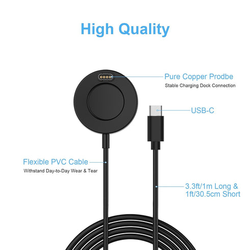 COSOOS 2-Pack USB-C Charging Cables for Garmin, 1m Long & 30cm Short Charging Dock for Fenix 7 6 5, Vivoactive 5 4 3