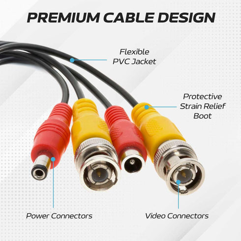 10FT Cables Direct Online Black Premade BNC Video Power Cable Extension Wire for CCTV, Security Camera, DVR