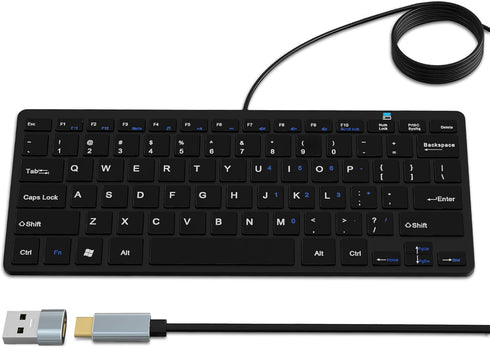 Ultra-Slim 78keys USB-C Mini Wired Keyboard with Media Hotkeys for Apple Mac Pro, MacBook, iMac, Windows Desktop PC