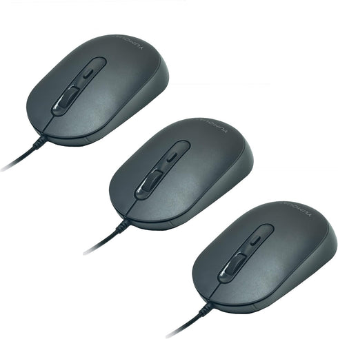 M104 Wired Computer Mouse 3 Pack, Silent Optical USB Corded Mouse for Laptop PC Chromebook, Black