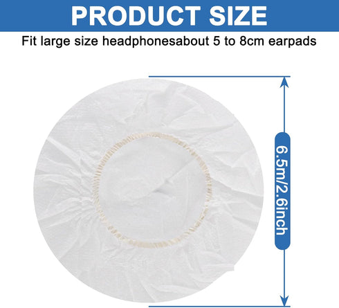 100Pcs White Non-Woven Sanitary Headphone Ear Covers, Disposable Stretch Covers for On Ear Headphones Earpads
