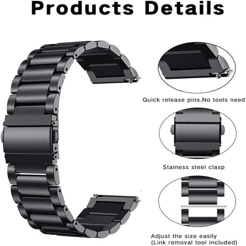 FitTurn Replacement Metal Watch Bands for FILIEKEU I9/Basznrty S52 Smart Watch, Adjustable Stainless Steel Bracelet