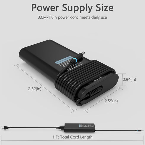 Replacement Dell 130W AC Adapter for Inspiron 16 Plus 7640, 7620, 7630, 14 Plus 7420, 7430, XPS 15 17 Power Supply