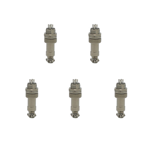 Aviation Connector Plug, 5 Pcs GX12 4 Pin Thread Female Socket and Male Socket Panel Metal Aviation Wire Connector