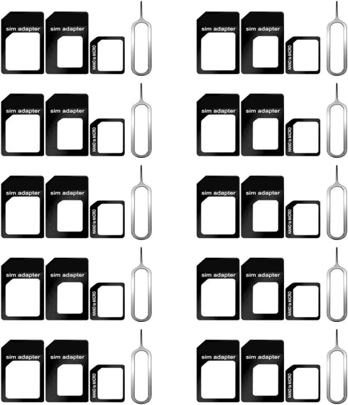 CKANDAY 10 Pack SIM Card Adapter Kit, 4 in 1 Nano Micro Standard
