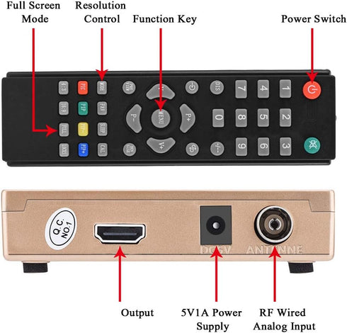 RF to All Standard Converter Adapter, Analog TV Receiver with Remote Control, 100-240V