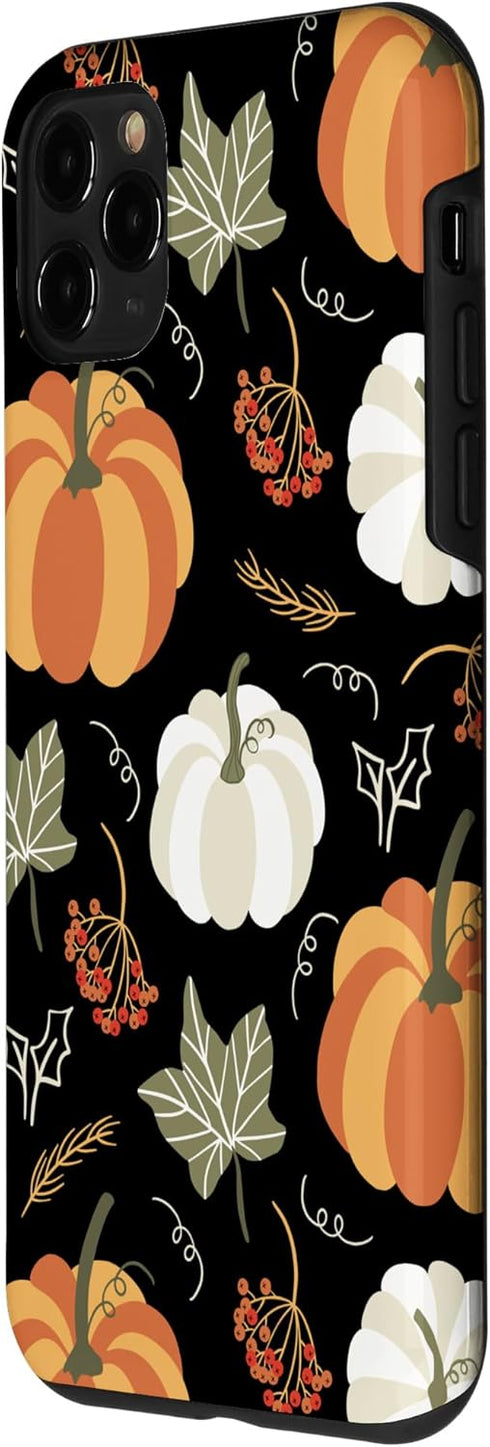 iPhone 11 Pro Case - Autumn Falling Leaves and Pumpkin Spice Harvest, Happy Fall Design