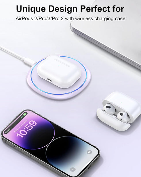 NANAMI Wireless Charger Pad, Compatible with iPhone 16/16 Plus/16 Pro/16 Pro Max, Qi Charger for Samsung Galaxy
