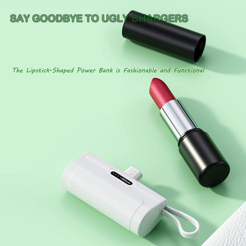 Portable Mini Power Bank Charger for iPhone (Direct Plugin) and USB C Android Device, 4800mAh Emergency Charge