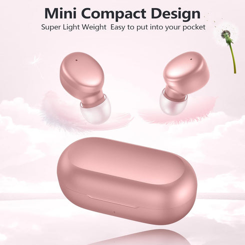 MOZOTER S8 Mini Wireless Earbuds, Bluetooth 5.3 in Ear Light-Weight Headphones, 60Hrs Playtime Ear Buds with Charging