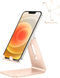 OMOTON Adjustable Cell Phone Stand, C2 Aluminum Desktop Dock Holder for iPhone 15/14/13 Pro, Samsung Galaxy, Gold