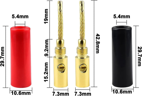 Flex Pin Banana Plugs for Speaker Wire 5 Pairs, Speaker Wire Connector Pin Plug Type, 24K Gold Plated Insulated for Spring-Loaded Banana Jack Speaker Terminals ,Support 12 AWG to 20 AWG Wires…