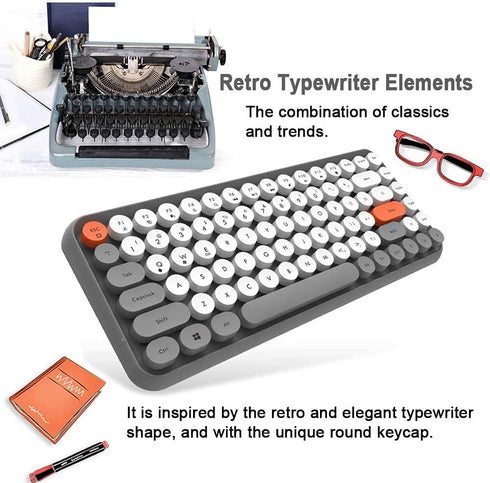 FELICON Wireless Bluetooth Keyboard, Portable Mini 84-Key Typewriter Keyboard for Android, iPad, Windows, Dark