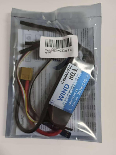 80A 5V 6V/8A 2-6S XT60 4.0mm ESC with BEC Electric Speed Controller with & Bullet Plugs for Fixed Wing Airplane/RC