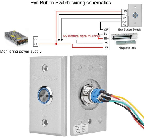 Sonew Door Push Release Switch Exit Button with Indicator Light for Access Control System