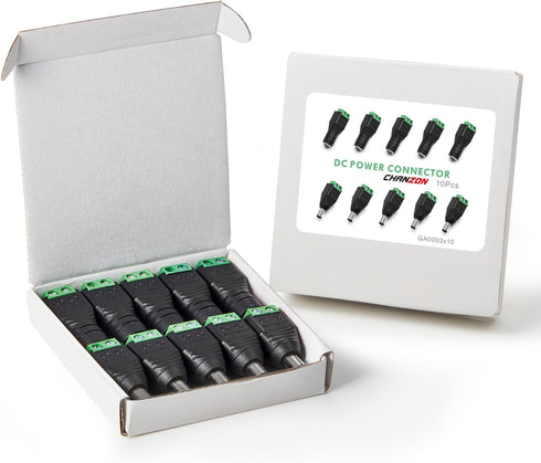 CHANZON 10Pcs Male and Female 5.5mm x 2.1mm 12V DC Power Jack Connector, 24V Socket for LED Light Strip CCTV Security