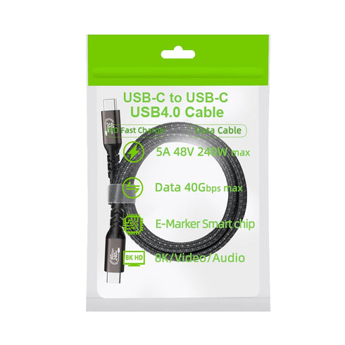 240W 3.2FT USB4 Fast Charging Cable USB-C to USB-C, Compatible with Thunderbolt 4/3, Supports 8K@60Hz