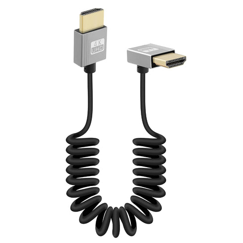 RIIEYOCA 90 Degree 4K Short HDTV to HDTV Coiled Cable, Down Angle