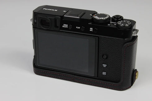 X-E4 Case, BolinUS Handmade Genuine Leather Half Camera Case Bag Cover for Fuji Fujifilm X-E4, Black