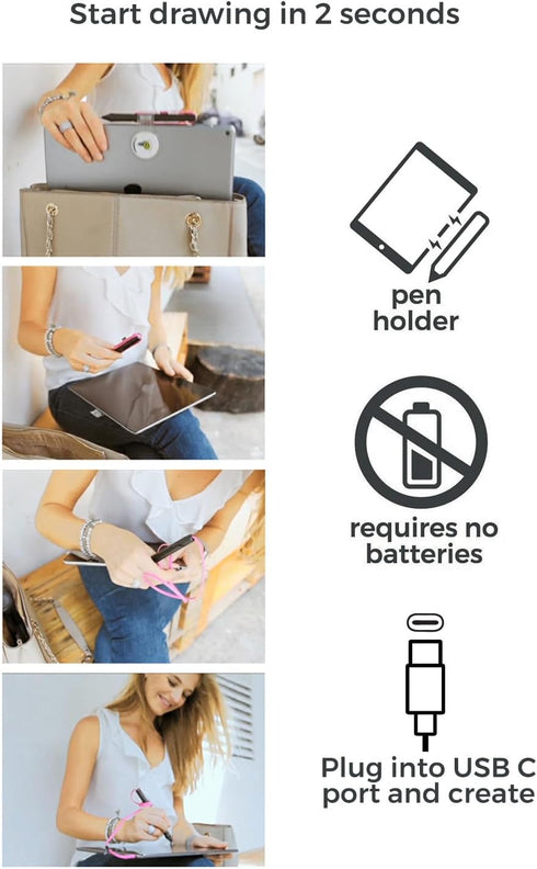 Pressure Sensitive Smart Stylus Pen with Palm Rejection, Battery-Less, Compatible with Apple iPhone/iPad/Android
