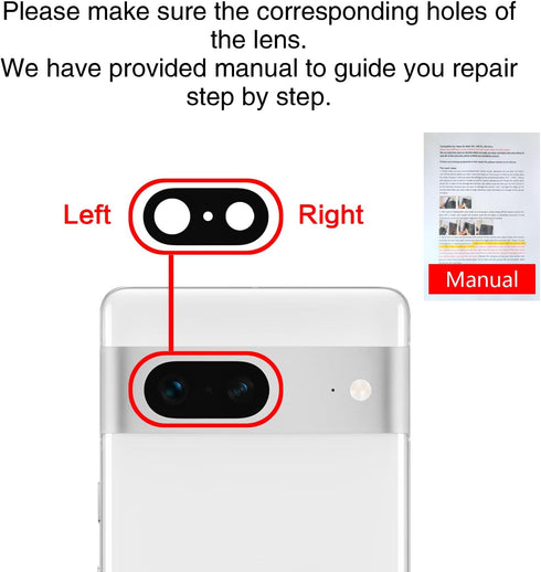 2 PCS ASDAWN Back Rear Camera Lens Glass Replacement for Google Pixel 7 with Pre-Installed Adhesive, 6.3 Inches Pixel 7