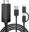 2-in-1 HDMI Cable for Android Phones & Tablets, 6.6ft MHL Adapter, 1080P HDTV Mirroring & Charging, USB Type C & Micro