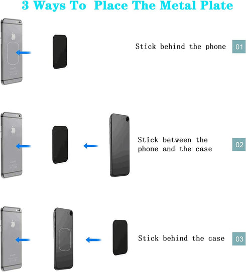 Pau1Hami1ton Mounts),4 Case,(2 2 S-07N(Black+Silver) Adhesive Thin Metal Plates(Compatible with Magnetic Piece Metal