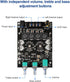 ZK-1002T 2.0CH 100W*2 9-24V Bluetooth Amplifier Board Mini Audio AMP with Treble and Bass Control, BT and AUX Inputs