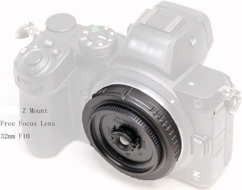 Z Mount Pancake Lens, 32mm F/10 Focus Free Lens Compatible with Z Mount Cameras (Z5, Z6, Z7, Z9, ZFC, Z30)