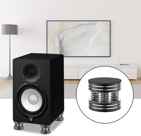 Tertullus Speaker Spikes 4PCS Hifi Spring Speaker Isolation Feet, Aluminum Non-Slip Shockproof Turntable Stand Feet for Audio,Speakers, Subwoofers, Home Theater, Turntable DAC Feet Pad (Black)