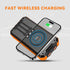 Solar Charger Power Bank 49800mAh, Wireless Battery Pack with 3 Built-in Cables, 6 Outputs & 2 Inputs for Cell Phones