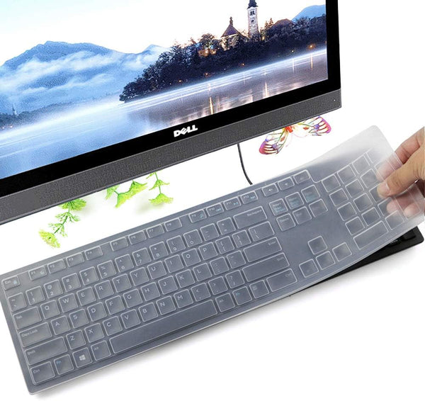 Keyboard Cover for Dell KB216, KM636, Optiplex 5250, 3050, 3240, 5460, 7450, 7050 & Inspiron AIO 3475/3670 - Clear