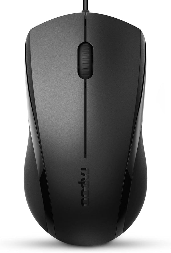 Rapoo Silent Wired Mouse, 1000 DPI Optical Computer Mouse with 5ft Cord, Quiet Button for Laptop, Chromebook, Mac,