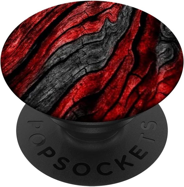 PopSockets Standard PopGrip Black Red Wood Grainclear
