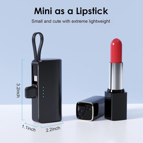 Pxwaxpy 5200mAh 20W Pack 16/15/14/13/12, Mini Portable Charger for iPhone with Built-in Type-C Cable, Ultra-Compact