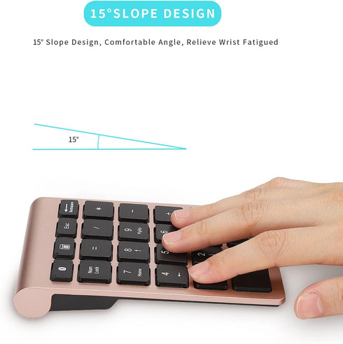 Gugxiom Bluetooth Number Pad, Bluetooth 5.0 Number Pad with Shortcut Keys, 22 Keys for Laptop Desktop, PC, Notebook