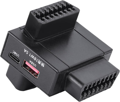 AUTANCTOR OBD2 1-to-2 Splitter Adapter with 1-Press Power Cut Switch & 18W USB