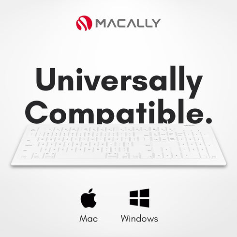 Macally Full Size USB Wired Keyboard for Mac and PC, Plug & Play with 15 Shortcut Keys for Easy Controls & Navigation