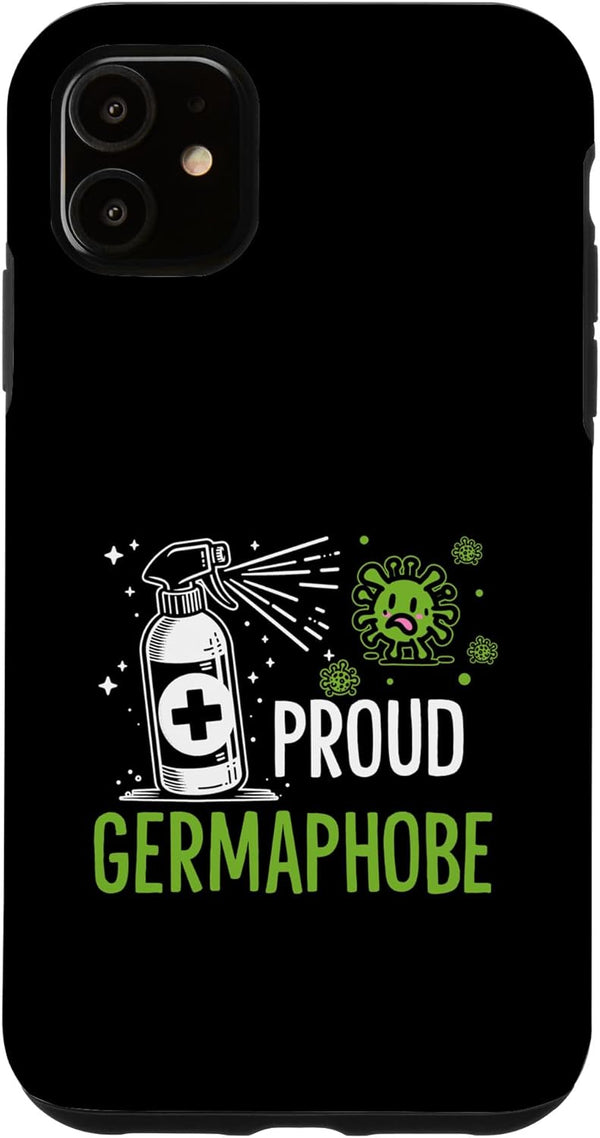 Funny Germ Nerd Spray Gift Idea Proud Germaphobe Funny Disinfectant Lover Case for iPhone 11