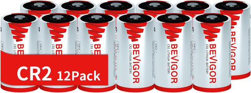 BEVIGOR CR2 3V Lithium Battery 12 Pack, 900mAh Camera CR2 Battery, CR2 Lithium
