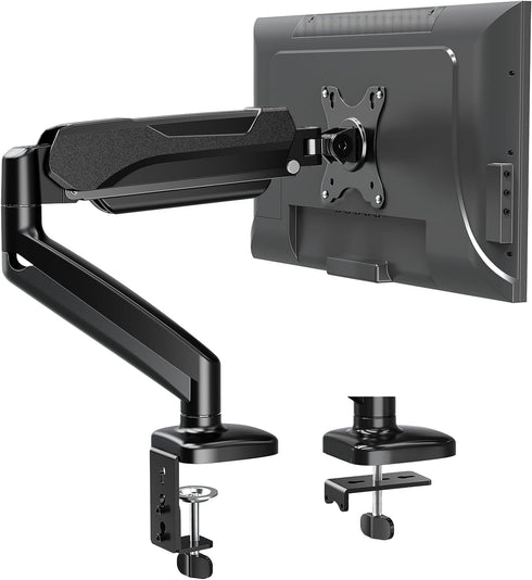 MOUNTUP Single Monitor Desk Mount, Adjustable Gas Spring Arm for Max 32 Inch Screen, VESA Mount Bracket, Black
