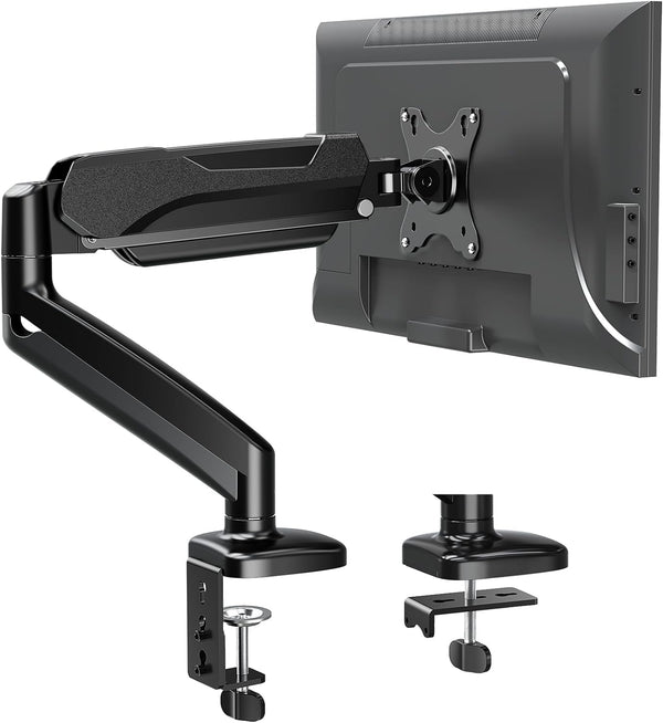 MOUNTUP Single Monitor Desk Mount, Adjustable Gas Spring Arm for Max 32 Inch Screen, VESA Mount Bracket, Black